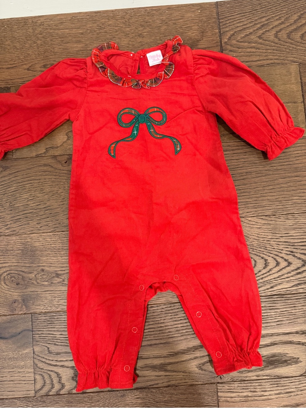 Toddler Red Corduroy Bow One-Piece